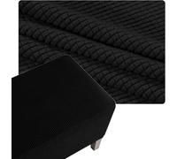 Housse De Pouf Carré Extensible en Tissu Jacquard Élastique, Protège Meuble Anti-Glissant pour Ottoman, Repose-Pieds Et Tabouret Lavable Machine, Idéal pour Salon(Negro,16x16in/40x40cm)