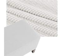 Housse De Pouf Carré Extensible en Tissu Jacquard Élastique, Protège Meuble Anti-Glissant pour Ottoman, Repose-Pieds Et Tabouret Lavable Machine, Idéal pour Salon(White,28x28in/70x70cm)