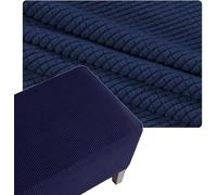 Housse De Pouf Carré Extensible en Tissu Jacquard Élastique, Protège Meuble Anti-Glissant pour Ottoman, Repose-Pieds Et Tabouret Lavable Machine, Idéal pour Salon(Navy-Blue,28x28in/70x70cm)
