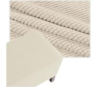 Housse De Pouf Carré Extensible en Tissu Jacquard Élastique, Protège Meuble Anti-Glissant pour Ottoman, Repose-Pieds Et Tabouret Lavable Machine, Idéal pour Salon(Beige,28x28in/70x70cm)