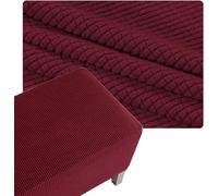 Housse De Pouf Carré Extensible en Tissu Jacquard Élastique, Protège Meuble Anti-Glissant pour Ottoman, Repose-Pieds Et Tabouret Lavable Machine, Idéal pour Salon(Wine-Red,40x40in/100x100cm)