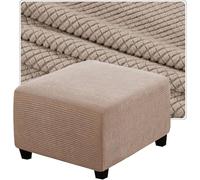 Housse De Pouf Carré Extensible Ottomane Protections Amovibles Antidérapantes Housses Protection pour Repose-Pieds en Tissu Jacquard Élastique Doux(Cream,21x21in)