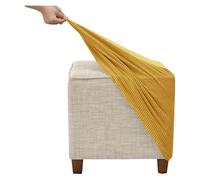 Housse de pouf carrée à carreaux pour chiens (jaune)