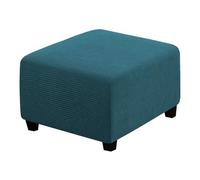 Housse de pouf carrée élastique en jacquard avec fond élastique pliable pour salon, accessoire de mobilier élégant et durable Bleu