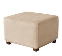 Housse de pouf carrée élastique et extensible avec fond élastique pour repose-pieds rectangulaires et carrés Riz gris 80 x 80 cm