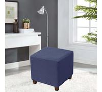 Housse de pouf carrée, housse de repose-pieds douce, extensible et amovible pour salon et chambre à coucher, beige, élégante et durable, 1 l