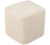 Housse de Pouf Carrée/Rond Extensible Housse Ottomane 40x40/45x45 ,Housses de Repose-Pieds en Jacquard Doux pour protéger Le Repose-Pieds, Housse de Pouf avec Fond élastique Lavable en Machine(G,38X38