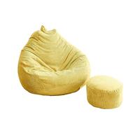 Housse de pouf confortable, douce, confortable et belle, formes à faire soi-même, grande housse de pouf (sans rembourrage), jaune, 90 x 110 cm