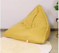 Housse de pouf confortable jaune pour adultes - Pas de remplissage nécessaire - Protection de canapé triangulaire pour la maison et le salon - Petite taille - Jaune