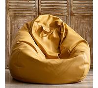 Housse de pouf de luxe imperméable en similicuir - Jaune 80 cm - En forme de poire paresseuse élégante - Pas de remplissage nécessaire - Durable et confortable