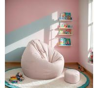 Housse de pouf d'extérieur imperméable - Grand pouf rond beige avec technologie douce et confortable - Sans doublure ni rembourrage - Parfaite pour le salon et la chambre à coucher - 120 x 140 cm