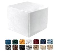 Housse de pouf douce, élastique, extensible et amovible, pour salon et chambre à coucher, blanche, convient pour poufs rectangulaires taille M