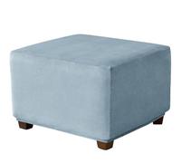 Housse de pouf élastique douce et extensible avec fond élastique pour repose-pieds carrés et rectangulaires Bleu 80 x 80 cm Protection durable et élégante