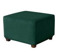 Housse de pouf élastique douce et extensible pour repose-pieds carrés et rectangulaires Vert foncé 110 x 110 cm Tissu durable facile à nettoyer Décoration d'intérieur moderne