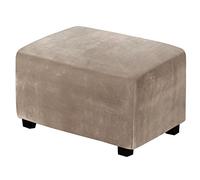 Housse de pouf élastique extensible - Housse de pouf en velours pour salon - Couleur taupe - Design ajusté avec fond élastique - Protection et décoration en fourrure