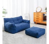 Housse de pouf en coton pour adultes et enfants - Sans rembourrage - Douce et confortable - Pour le salon et la salle de jeux - Bleu foncé