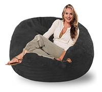 Housse de pouf en fausse fourrure de lapin lavable en machine Noir 135 cm