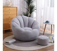 Housse de pouf en forme de fleur avec repose-pieds - Confortable - Gris - Pour enfants et adultes - Meuble confortable pour le salon et la salle de jeux