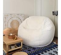 Housse de pouf en tissu (sans remplissage) pour organiser les jouets en peluche ou la mousse à mémoire de forme pour adultes et enfants, blanc