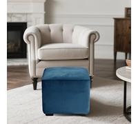 Housse de pouf en velours extensible, antidérapante, élastique, pour pouf carré, repose-pieds, protection de tabouret de rangement pliable - Bleu