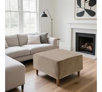 Housse de pouf en velours extensible antidérapante pour pouf carré et repose-pieds, parfaite pour pouf de rangement pliable (couleur camel)