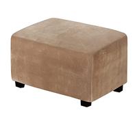 Housse de pouf en velours - Housse de pouf élastique extensible pour salon, couleur camel, protection en fourrure douce, facile à installer et à nettoyer, parfaite pour décoration d'intérieur