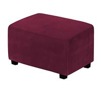 Housse de pouf en velours rouge - Protecteur de pouf élastique extensible pour salon - Doux, souple et facile à nettoyer - Remplacement parfait de l'ottomane