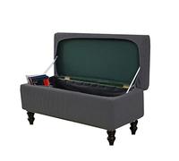 Housse de pouf extensible avec couvercle - Gris foncé - Grand banc de rangement pliable - Housse de protection en polaire