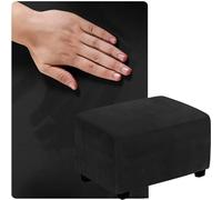 Housse de pouf extensible personnalisable, housse de pouf personnalisable, housse de pouf personnalisable, housse de repose-pieds (noir, 100 x 170 cm) pour n'importe quelle taille, tissu facile à