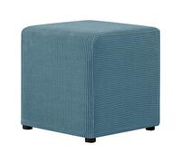 Housse de pouf extensible pour tabouret de rangement carré et repose-pieds, base élastique antidérapante, décoration de salon Bleu fumé Grande taille - Facile à installer et protection élégante