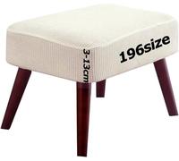 Housse de Pouf Extensible Rectangulaire Couverture Ottomane Souple Élastique pour Repose-Pieds Salon Housses Tabourets Bar Tabouret Protection Rond Carré Jacquard Lavable Sur Mesure(Beige Blanc,30 x 4