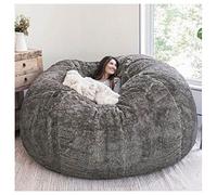 Housse de pouf géant douce, respirante et confortable pour le salon d'adulte, grand pouf rond, doux et moelleux en fausse fourrure (sans rembourrage)