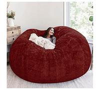 Housse de pouf géant douce, respirante et confortable pour le salon d'adulte, grand pouf rond, doux et moelleux en fausse fourrure (sans rembourrage)