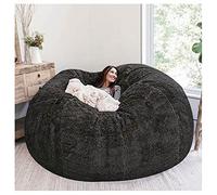 Housse de pouf géant douce, respirante et confortable pour le salon d'adulte, grand pouf rond, doux et moelleux en fausse fourrure (sans rembourrage)