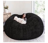 Housse de pouf géant douce, respirante et confortable pour le salon d'adulte, grand pouf rond, doux et moelleux en fausse fourrure (sans rembourrage)