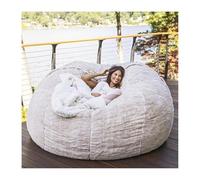 Housse de pouf géant en fausse fourrure - Pas de remplissage nécessaire, lavable pour un confort ultime (blanc, 1,5 m)