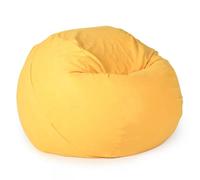 Housse de pouf géant (housse uniquement, rembourrage non inclus) - Housse de pouf rond lavable en tissu velours de coton doux pour adultes et adolescents - Jaune - 107 cm