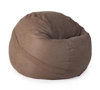 Housse de pouf géant (housse uniquement, sans rembourrage) - Housse de pouf rond lavable en tissu velours de coton doux pour adultes et adolescents - Marron - 120 cm