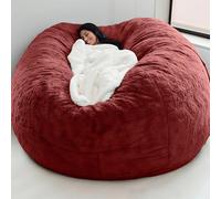 Housse de pouf géante en peluche 2.1 (non remplie) | Pouf poire à faire soi-même pour adultes et adolescents, siège de sol confortable pour salon, dortoir, canapé doux (rouge vin)