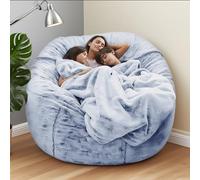 Housse de pouf géante rembourrée en peluche 2.1 (non remplie) - Lit pouf à faire soi-même pour adultes et adolescents - Canapé de sol confortable pour dortoir et salon (bleu neige)