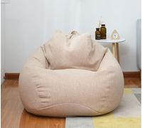 Housse de pouf, housse de pouf, housse de canapé paresseux, chaises sans rembourrage, S/M/L/XL, siège de chaise longue en tissu de lin, pouf, canapé Tatami, salon, chambre à coucher(Light Khaki,80 x 9