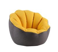 Housse de pouf (housse seulement, sans rembourrage) 90 cm, housse de pouf en coton en forme de tournesol, gris-jaune, taille L