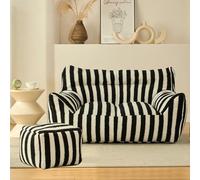 Housse de pouf lavable en velours Teddy - Housse de rechange durable avec fermeture éclair pour adultes - Accessoire de mobilier doux et douillet - Idéal pour le salon et la chambre à coucher