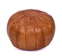 Housse de pouf marocain en cuir véritable faite à la main - Repose-pieds sans rembourrage - Repose-pieds bohème sous le bureau - Ottoman rond pour salon, chambre à coucher - Cadeau de pendaison de