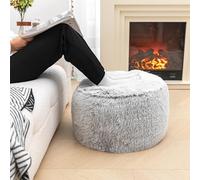 Housse de pouf non rembourrée faite à la main - Solution de rangement - 50,8 cm de diamètre x 30,5 cm de hauteur - Pour salon, mariage, chambre à coucher - Gris neige - Sans remplissage