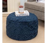 Housse de pouf non rembourrée faite à la main - Solution de rangement - 50,8 cm de diamètre x 30,5 cm de hauteur - Pour salon, mariage, chambre à coucher - Bleu marine - Sans remplissage