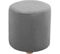Housse de Pouf Ottomane Rond Extensible - Velours/Jacquard Doux Housses de Tabouret, 40x40/40x35/35x35/45x45/60x60/90x90cm, Housse de Protection pour Repose-Pieds avec Fond Élastique(Color 1,D40xH35cm