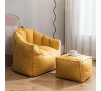 Housse de pouf poire à dossier haut pour une utilisation intérieure et extérieure (sans remplissage), couleur unie, design simple, imperméable, jaune citron