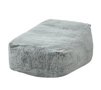 Housse de pouf poire en fausse fourrure de lapin - Tofu doux et moelleux en forme de bloc de tofu 96,5 x 119,4 x 55,9 cm, gris argenté - Housse de canapé confortable pour adultes et adolescents