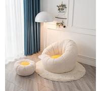 Housse de pouf poire + housse de pouf en forme de pétale (sans haricots), housse de pouf poire en mousse à mémoire de forme, jaune beige, taille M
